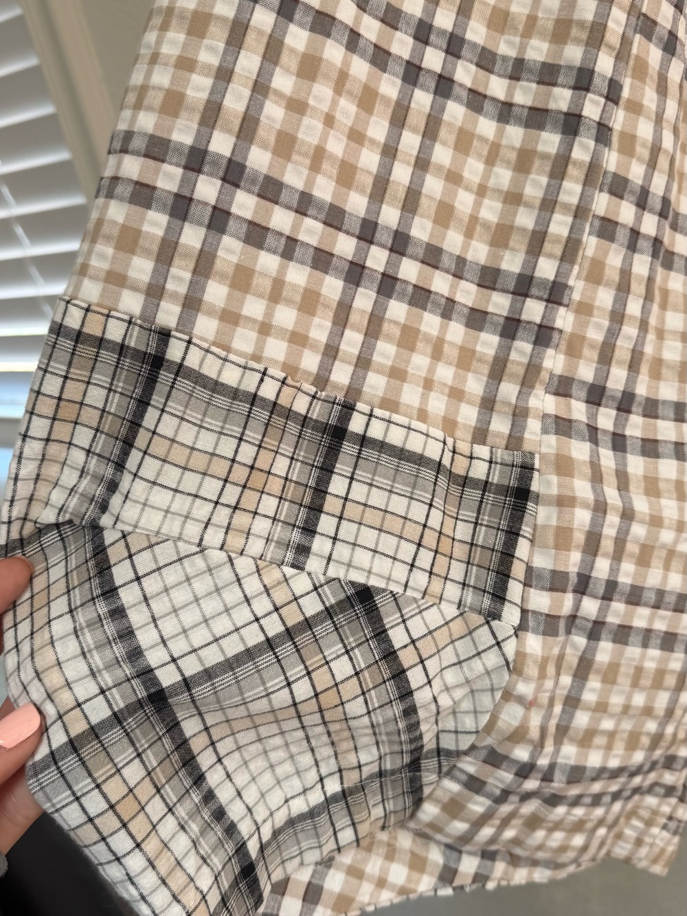 Anna Beige and Black Plaid Wide-Leg Pants - Picture 2 of 6